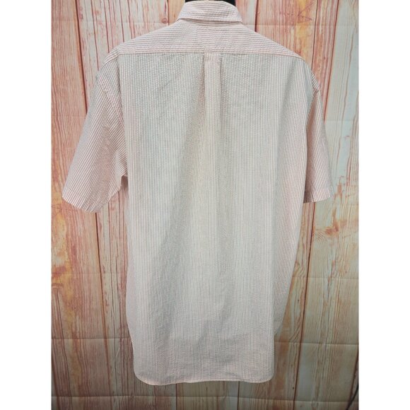 Ralph Lauren Blake Orange Striped Button-Down Seersucker Shirt Mens Large - Picture 2 of 8